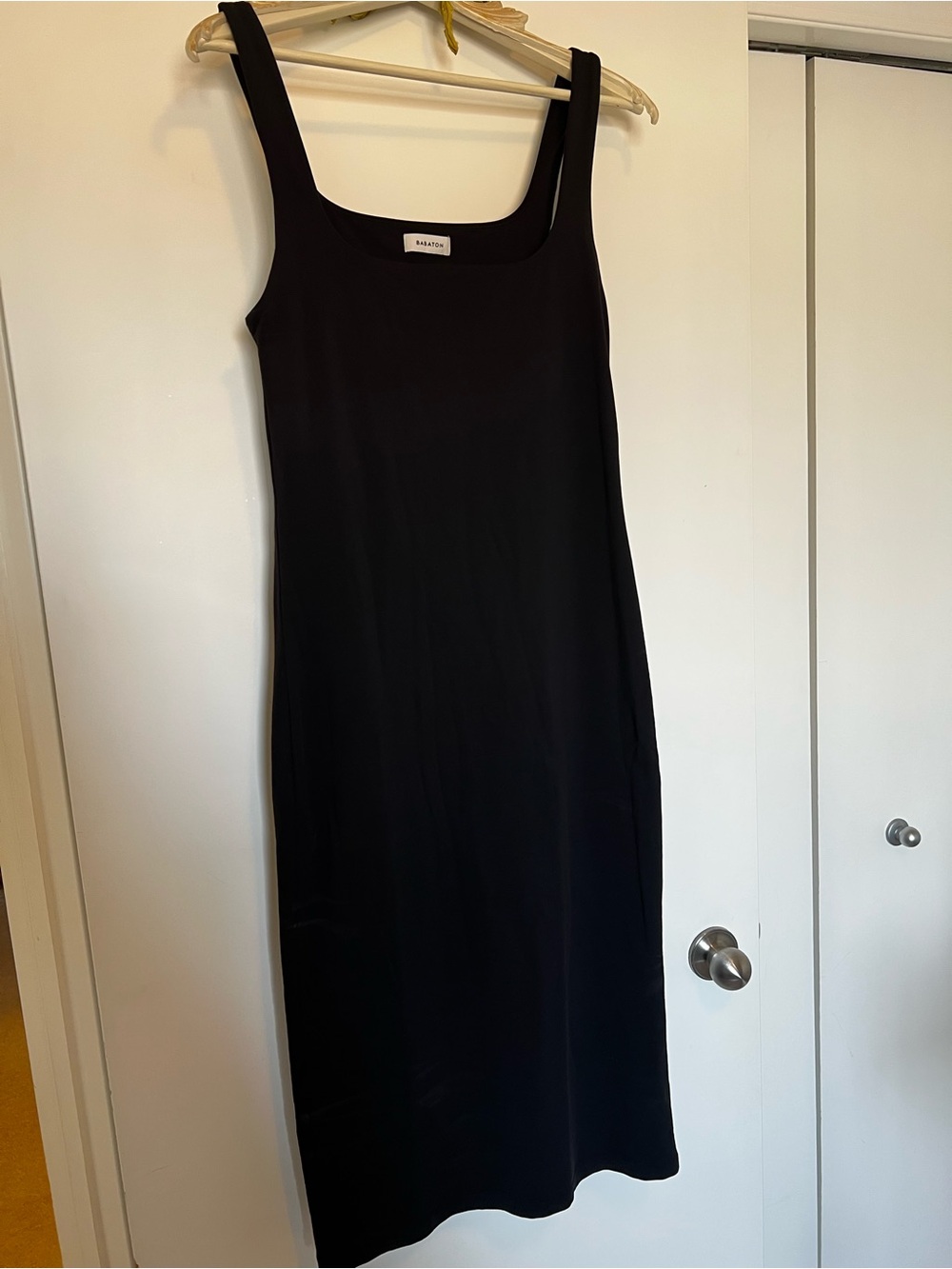 Babaton (Aritzia) Black square neck Tank Midi Dress — Size L